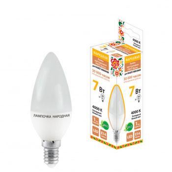 Лампа светодиодная TDM FС37-7 Вт-230 В-4000 К–E14 Народная - Светильники - Лампы - Магазин электрооборудования для дома ТурбоВольт
